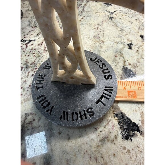 Handcrafted Corian Celtic Cross On Base Inspirational Quote Religious Table top - Picture 7 of 7